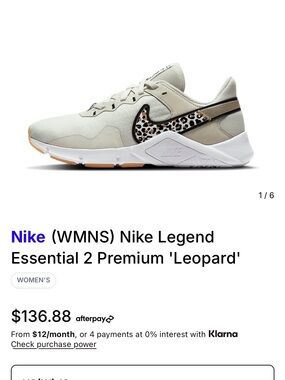 Nike Women's Cream Sneakers with Leopard Swoosh and Black Trim